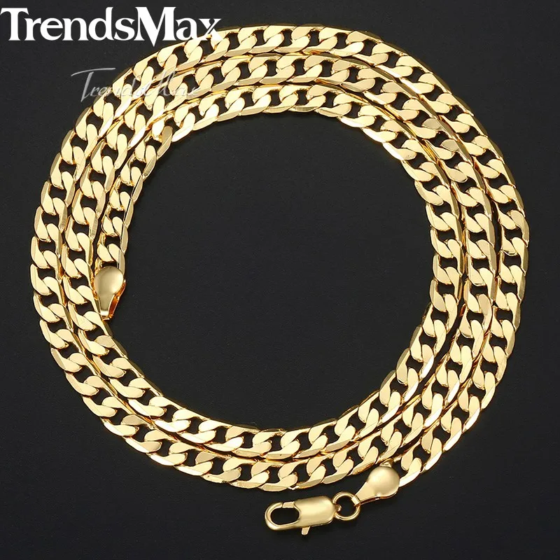 Yellow Gold GN316 Trendsmax мужское Ожерелье Золотая Снаряженная кубинская цепочка на шею для мужчин и женщин модные мужские ювелирные изделия Прямая поставка 5 мм GNM89 - Окраска металла: Yellow Gold GN316