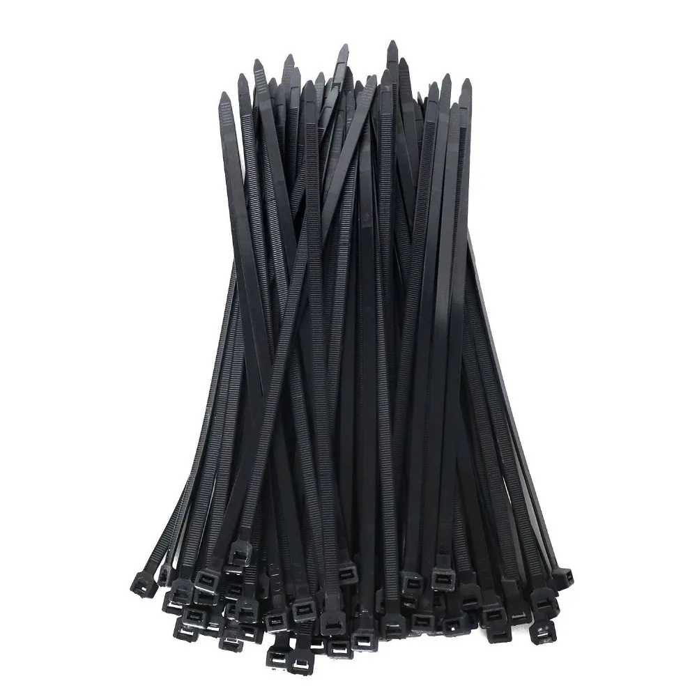 Zhejin (100 шт.) ZJ 8 * 300 мм (12 &quotX120lbs) черный нейлон Пластик молния Обёрточная бумага
