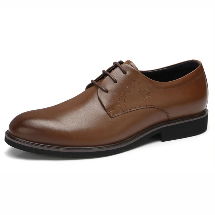 A832102430Brown Светло-коричневый Бизнес Свадебные модельные туфли в английском стиле из натуральной кожи светильник блестящие туфли из мягкой кожи; Для мужчин элегантная обувь в стиле Дерби человек повседневная обувь - Цвет: A832102430Brown
