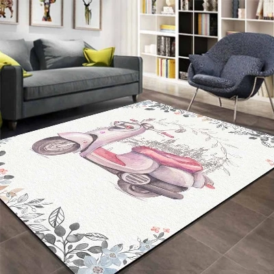 Еще серый пол розовый мотоциклы цветочный 3d принт Нескользящие микрофибра