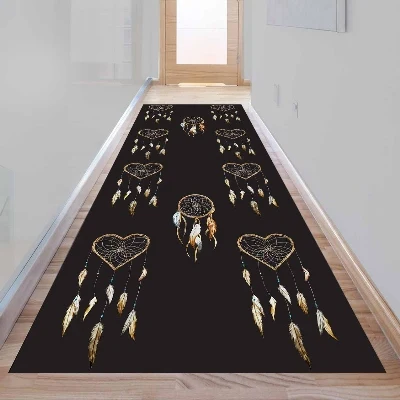 

Else Aztec Bohemian Brown Bird Feather Heart 3d Print Non Slip Microfiber Washable Long Runner Mat Floor Mat Rugs Hallway Carpet