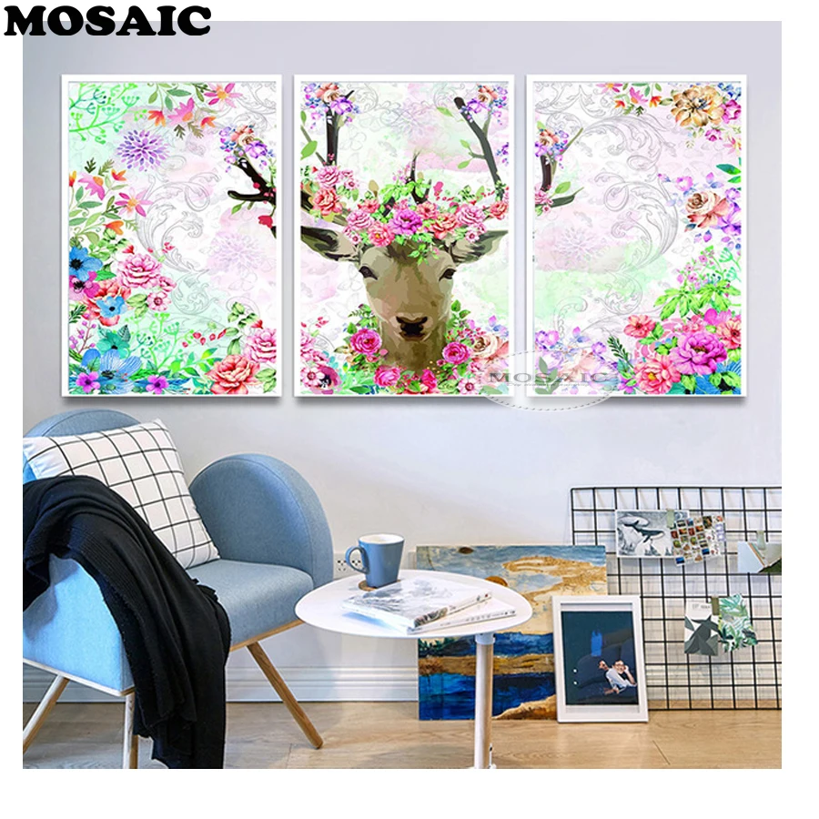 

3pcs/set,5diy Diamond paintingdeer,Diamond Embroidery cross stitch kits,Mosaic pattern,needlework,Crafts,home Decoration