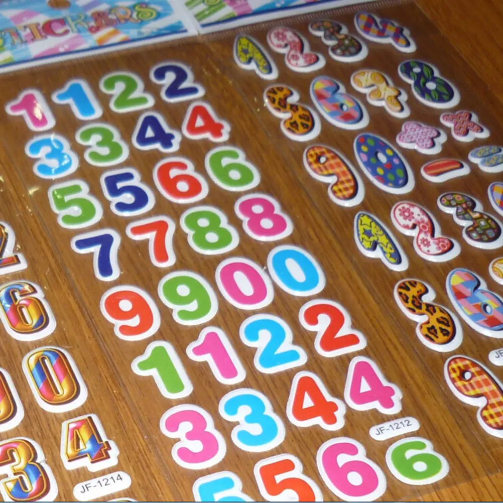 10Pcs cute 3D Arabic Numbers stickers Cartoon character for Children rewards | Игрушки и хобби