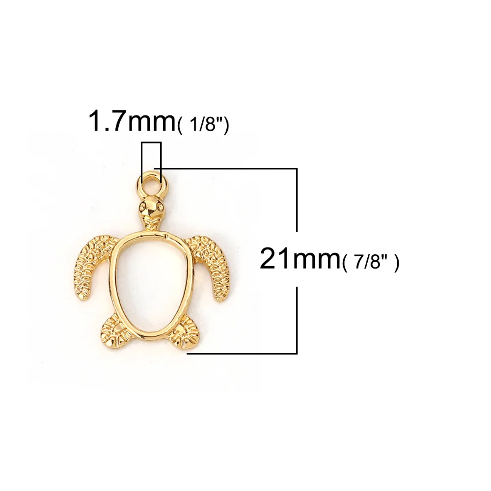 Подвески Doreen Box из цинкового сплава с открытой спиной для морских черепах