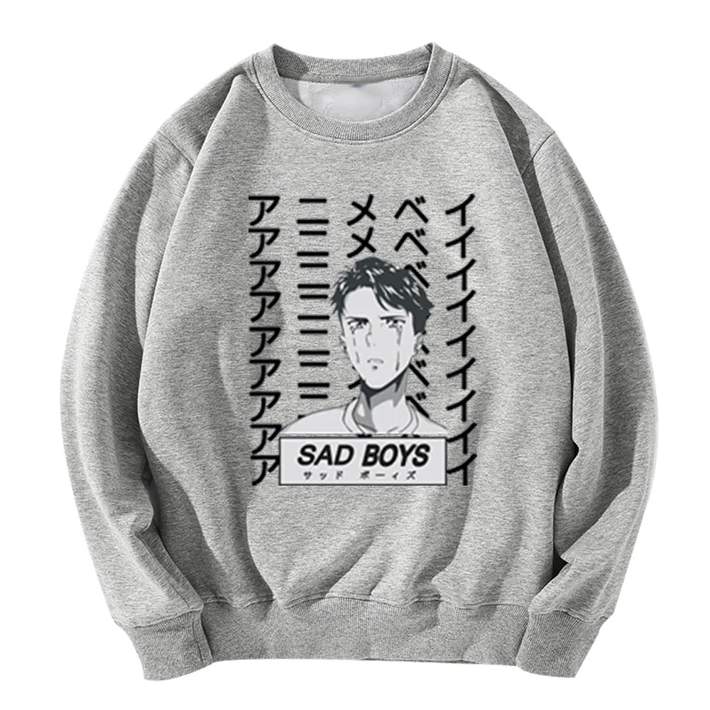 sweatshirt-grey Лидер продаж, модная толстовка с капюшоном в стиле ретро, японского аниме, мужские Забавные топы, Харадзюку, уличная одежда - Цвет: sweatshirt-grey