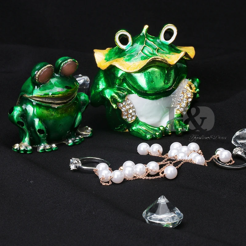 H & D большая коробка для безделушек с лягушкой откидная ручная роспись