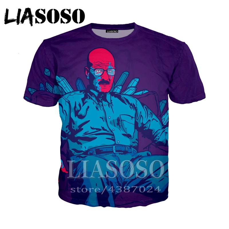 LIASOSO аниме 3d принт футболка для мужчин и женщин модная Breaking Bad hombre Harajuku 2018 Забавные