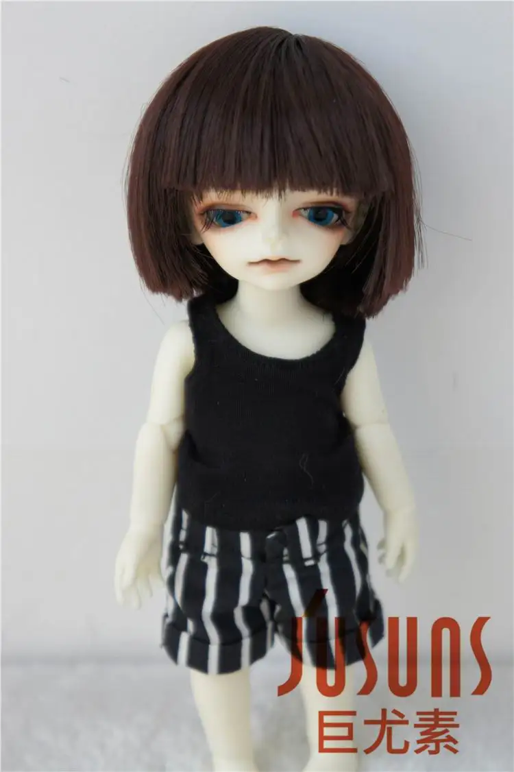 JD234 1/12 1/8 BJD парик короткая кукла бобо парик Размер 4-5 дюймов 5-6 дюймов куклы аксессуары термостойкие парики - Цвет: 4-5inchChocolat HT33