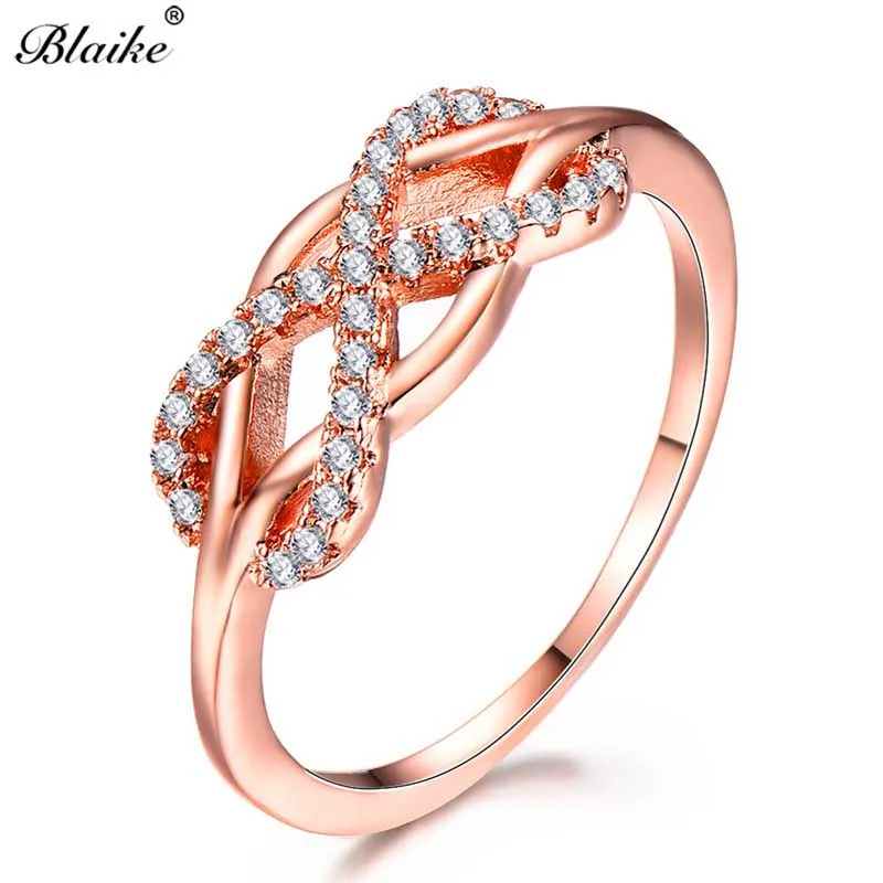 Женское кольцо с фианитом Blaike белым кристаллом Серебряное/розовое