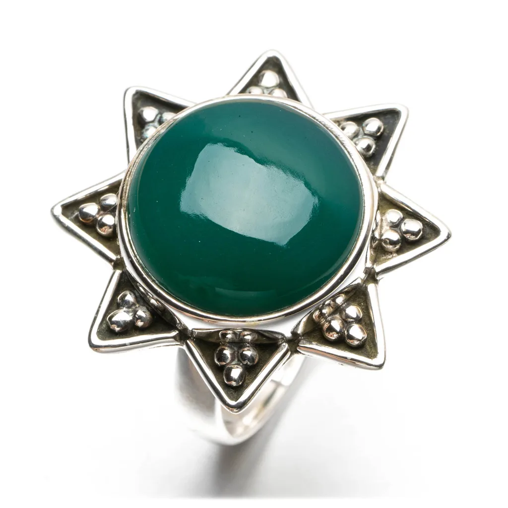 Stargems (TM) натуральный хризопраз 925 серебряное кольцо нам Размеры 7 | Украшения и