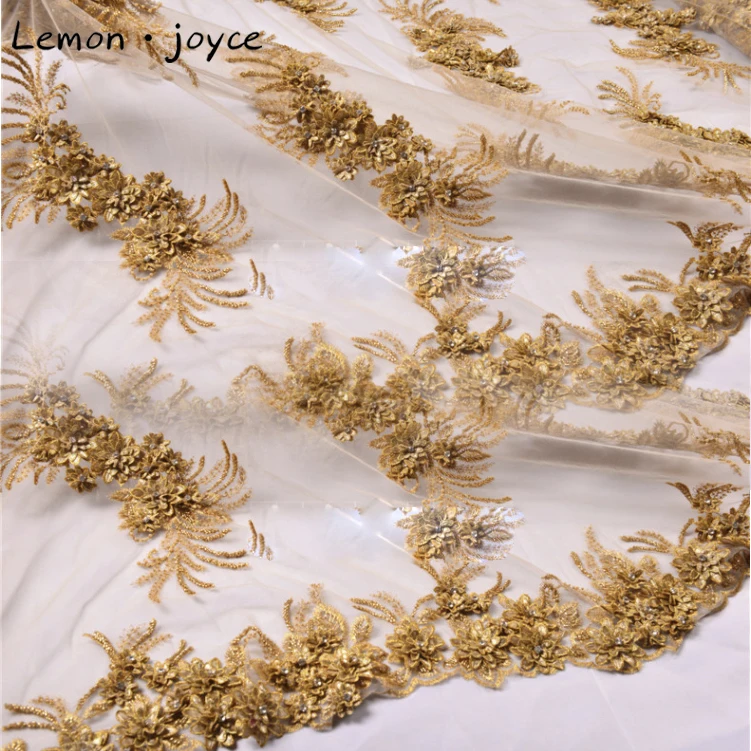 100% Handwork Tulle Beaded Embroidery Fabrics Wedding Dress Evening Prom Gowns | Аксессуары для одежды