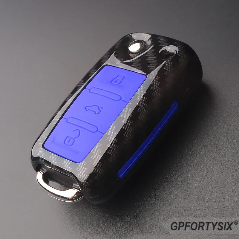 Карбоновый Чехол для автомобильного ключа чехол ключей VW Volkswagen Skoda Golf7 Polo Tiguan Passat