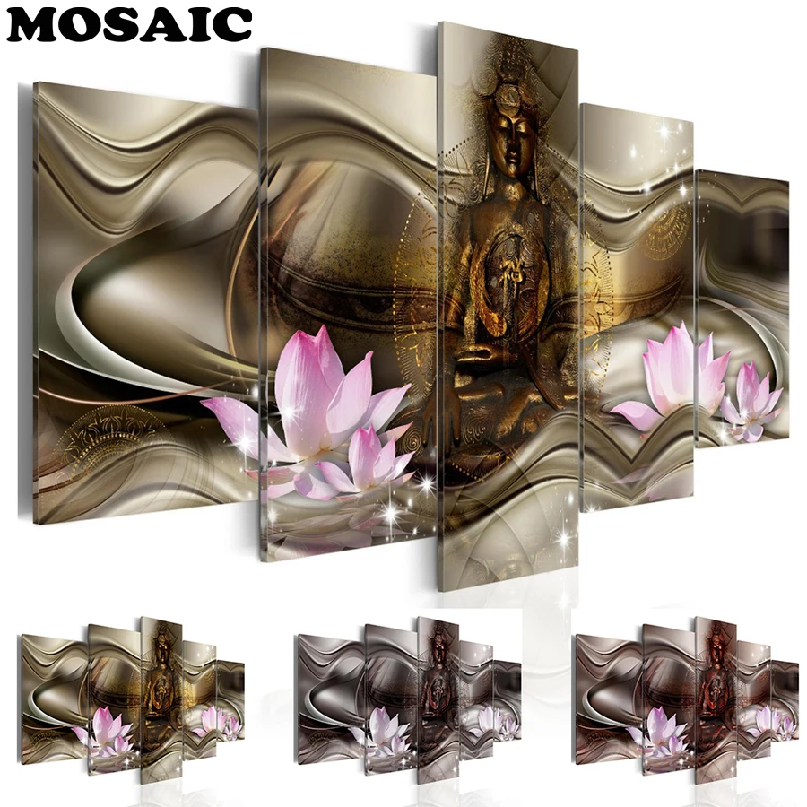 

MOSAIC DIY Diamond Embroidery Religious Buddha Portrait lotus Full Square Diamond Painting Cross Stitch kits home Decoration B20
