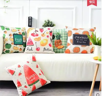 

colorful fruit pattern cushion cover lumbar pillowcase sofa throw pillow cover back cushion case watermelon/pineapple/lemon..