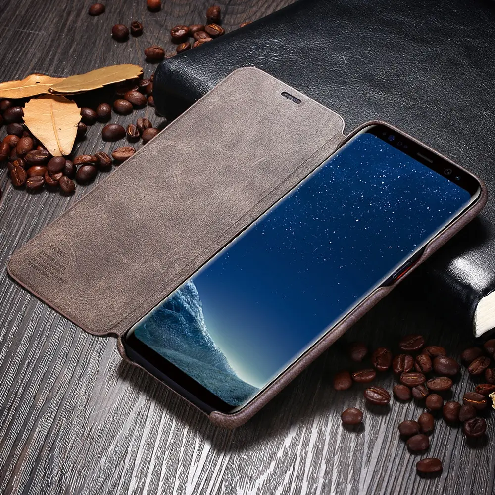 X Level кожаный чехол для samsung S8 S7 Edge S10 Plus lультра Тонкий флип костыль защитный на