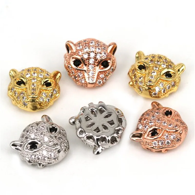 Бусины леопардовой расцветки Cheetah BeadsCZ бусины с микрозакрепкой в виде животного