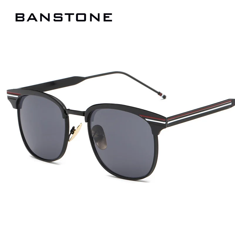 Мужские и женские Квадратные Солнцезащитные очки BANSTONE Ретро стиль металлическая