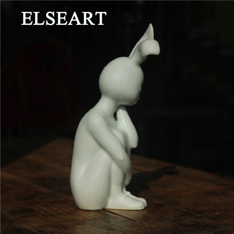 ELSEART miss rabbit thinker оригинальный дизайн китайская керамическая леди заяц мышление