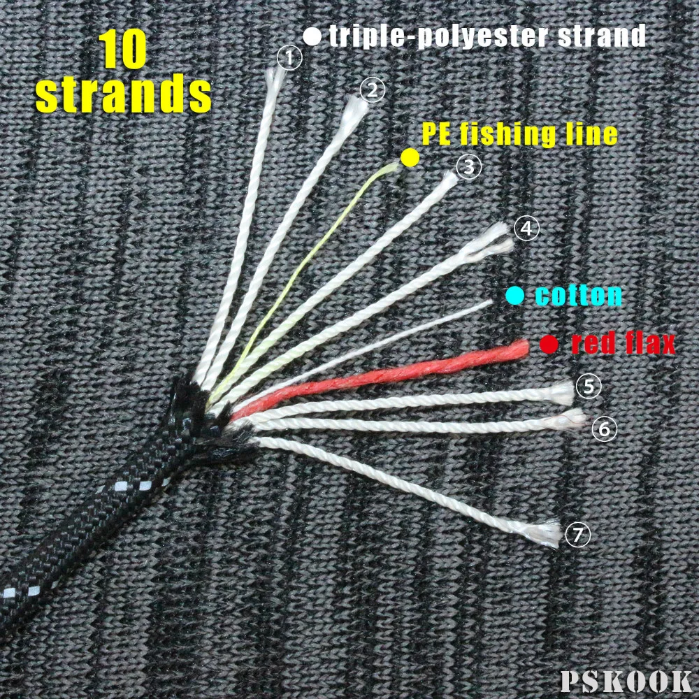 Светоотражающая леска PSKOOK 550 фунтов 7 + 3 нити 100 50 20 футов красная Вощеная льняная