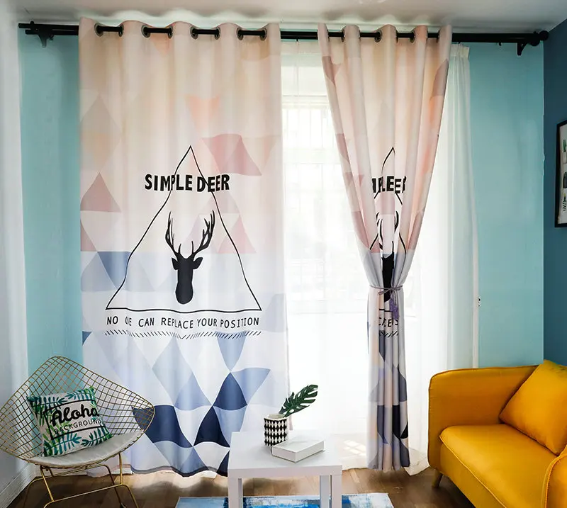 

Custom Window Curtains for Living Room Bedroom Nursery Kid Children Room Window Tulle Sheer Drapes Reindeer Geometric
