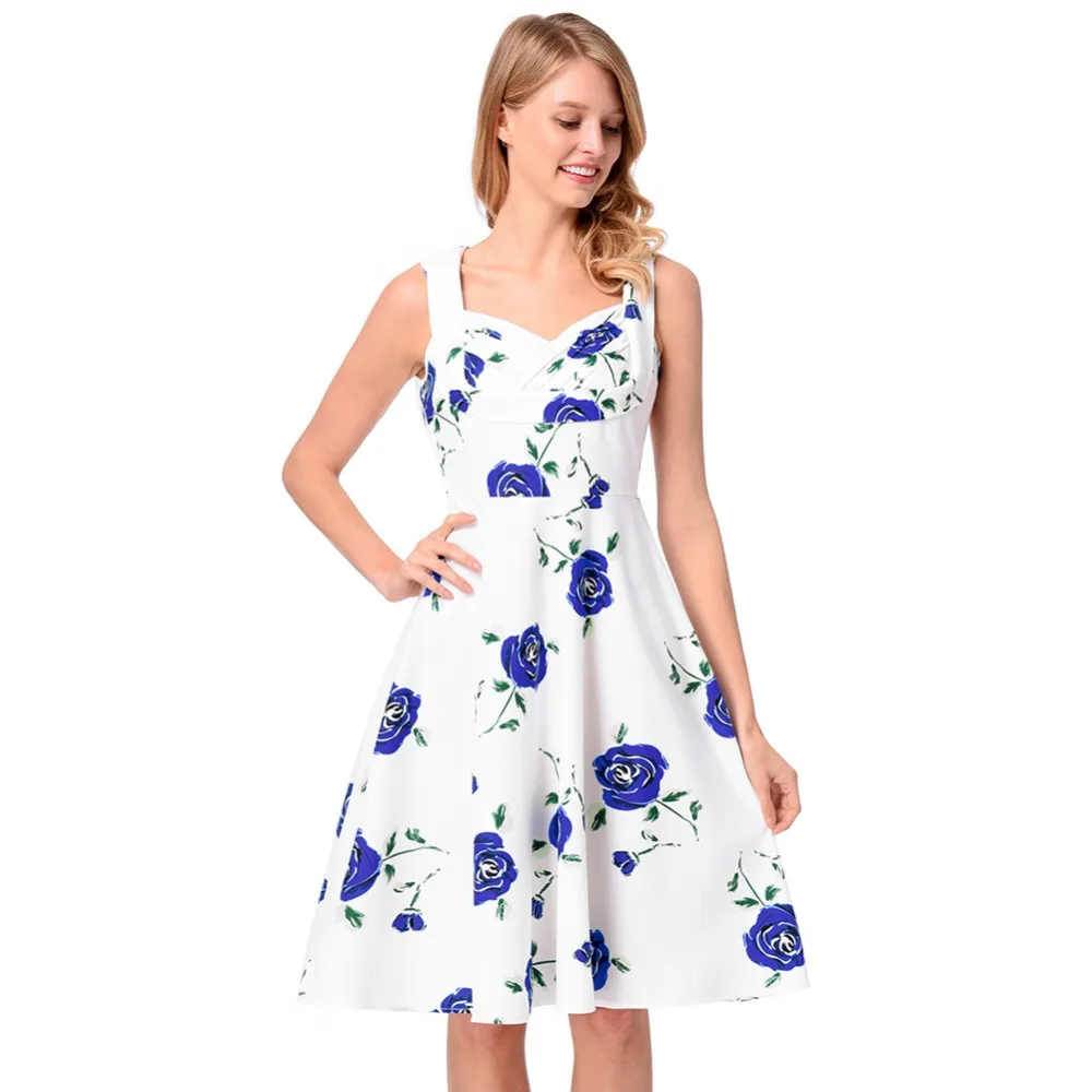 2018 summer new print dress women's lapel hepburn retro style formal midi with belt | Женская одежда