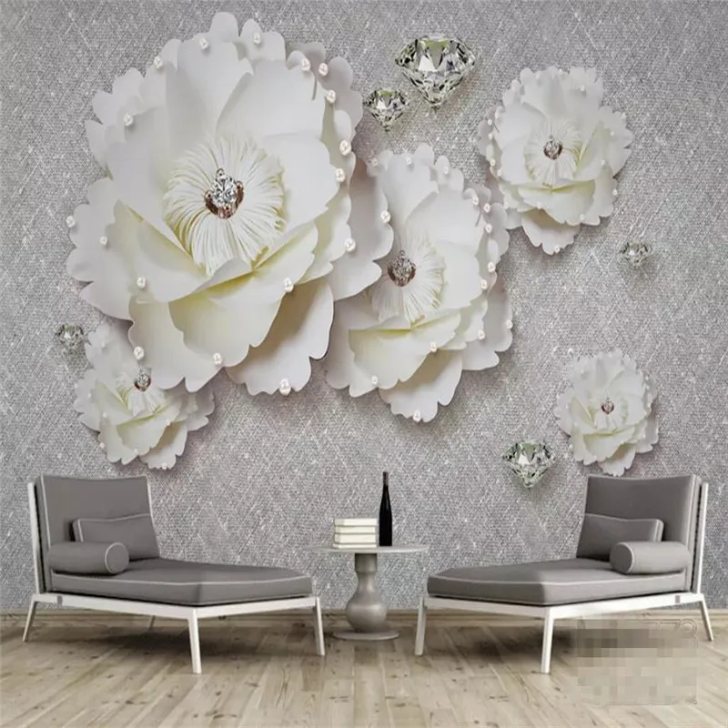 Atmospheric peony soft diamond jewel wall background professional production mural wholesale wallpaper poster photo | Обустройство