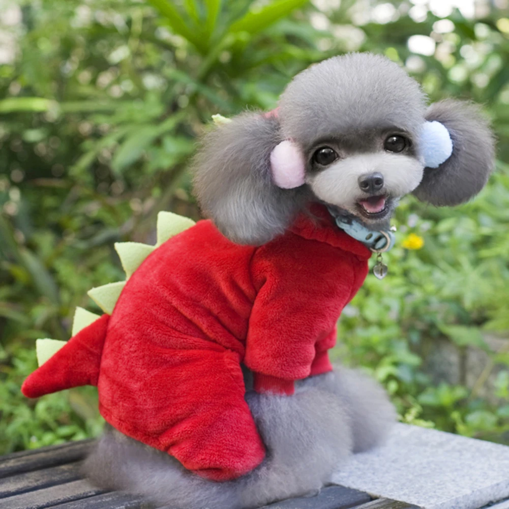Tinghao Щенок Pet мягкая одежда зимние теплые модные динозавров Толстовка пальто