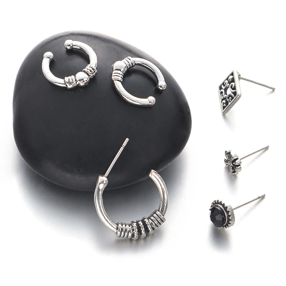 6Pcs/Set Boho Antique Ear Clip Stud Earrings Women Party Jewelry Christmas Gift | Украшения и аксессуары
