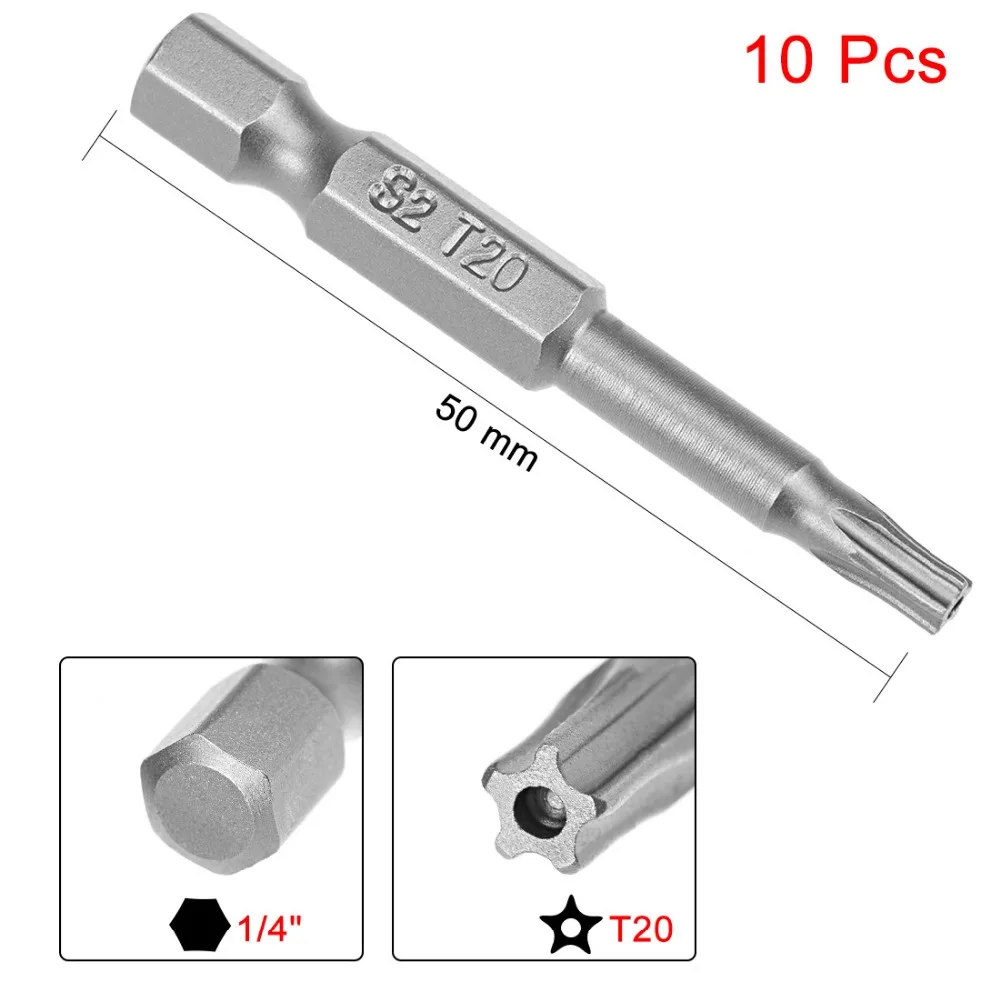 Uxcell 10 шт./лот 50 мм 1/4 &quotшестигранный хвостовик T8 T10 T15 T20 T25 T27 T30 T40 магнитная головка