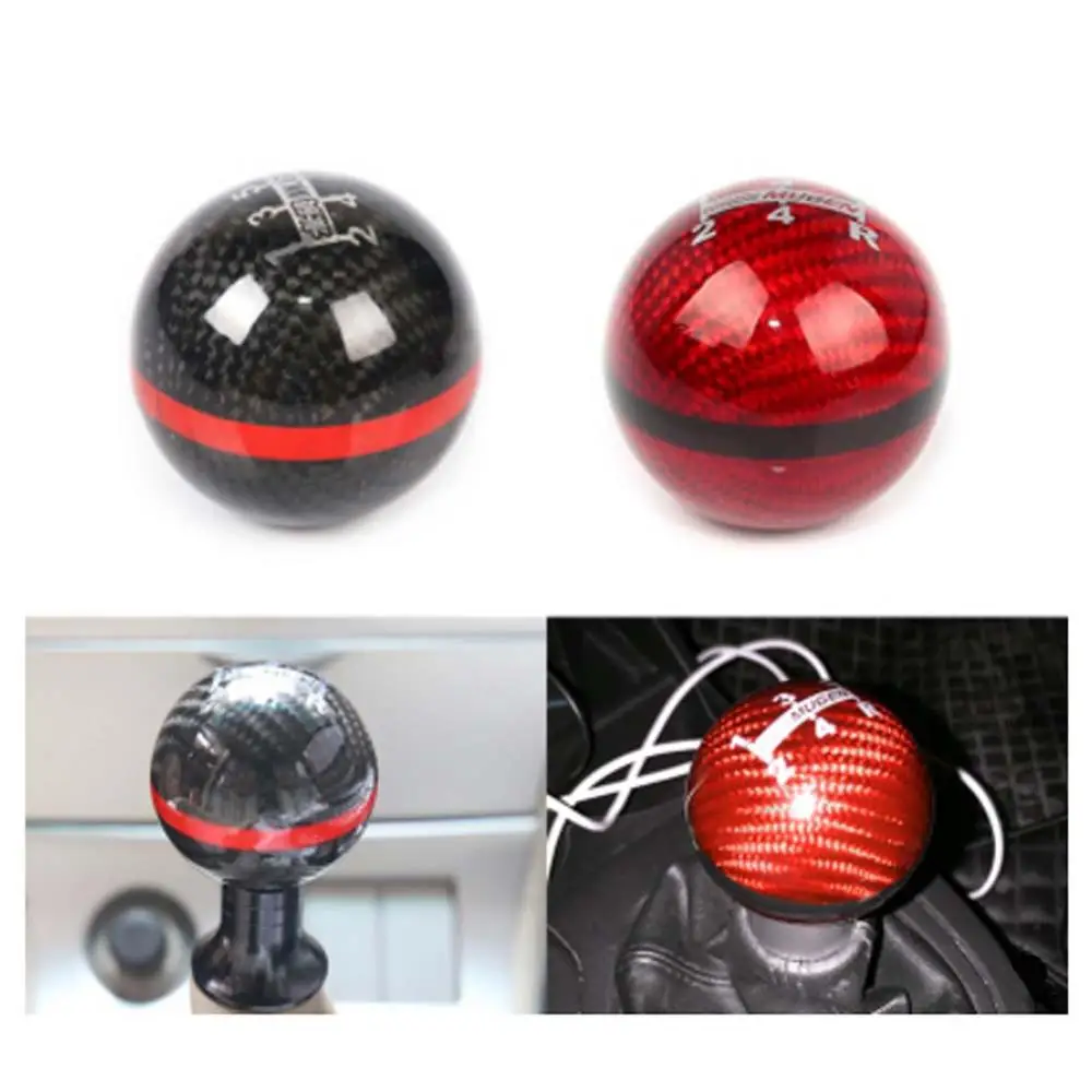 

Carbon fiber Ball Shape Gear Shift Knob for AT MT Shifter Lever 3 Aadapters switching adapters Cool Funny Automobile Accessorie