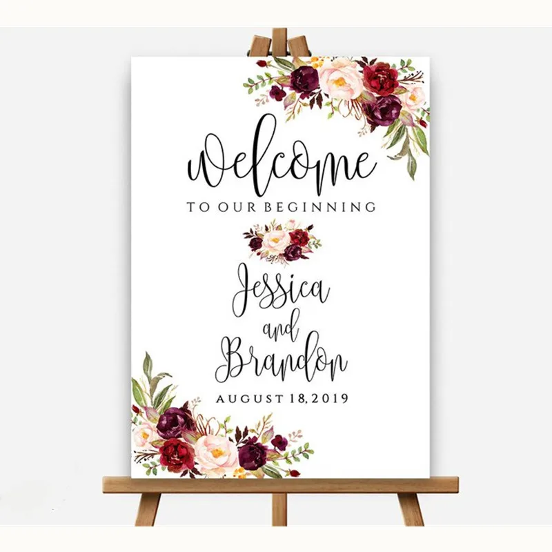 Персонализированный холщовый знак Welcom свадебное украшение белый деревенский