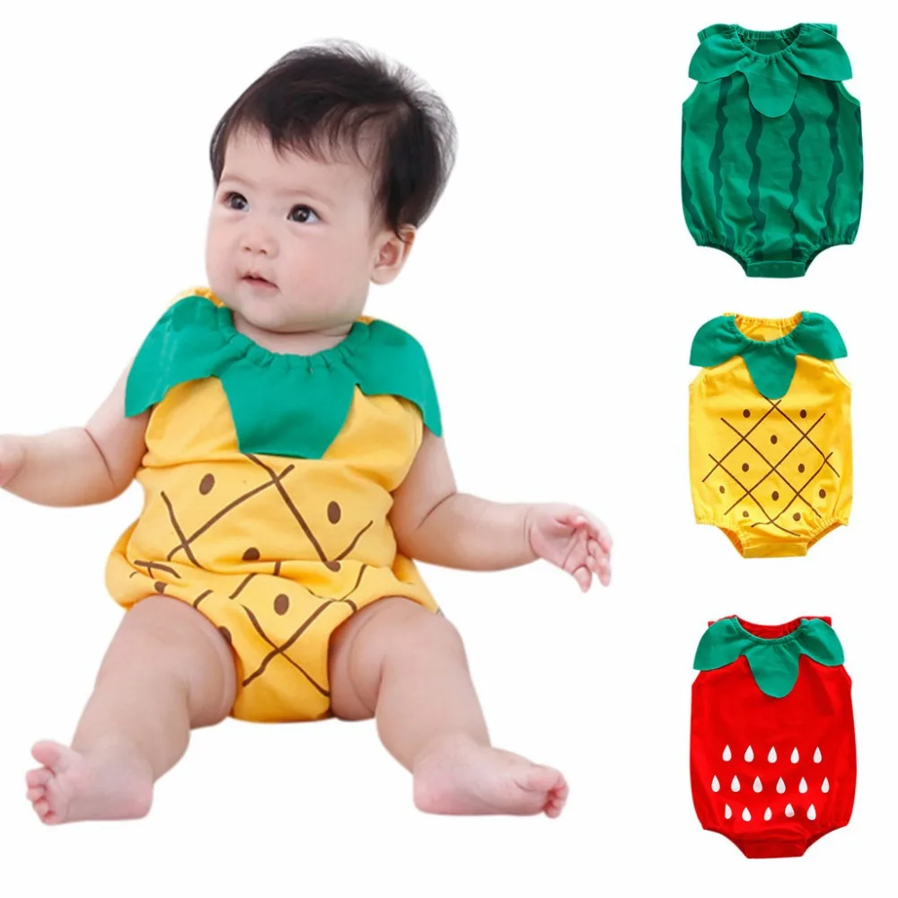 ISHOWTIENDA Boys Girls Cartoon Newborn Baby Lovely Bodysuit Fruit Strawberry Pineapple One Piece Boy Outfits | Детская одежда и