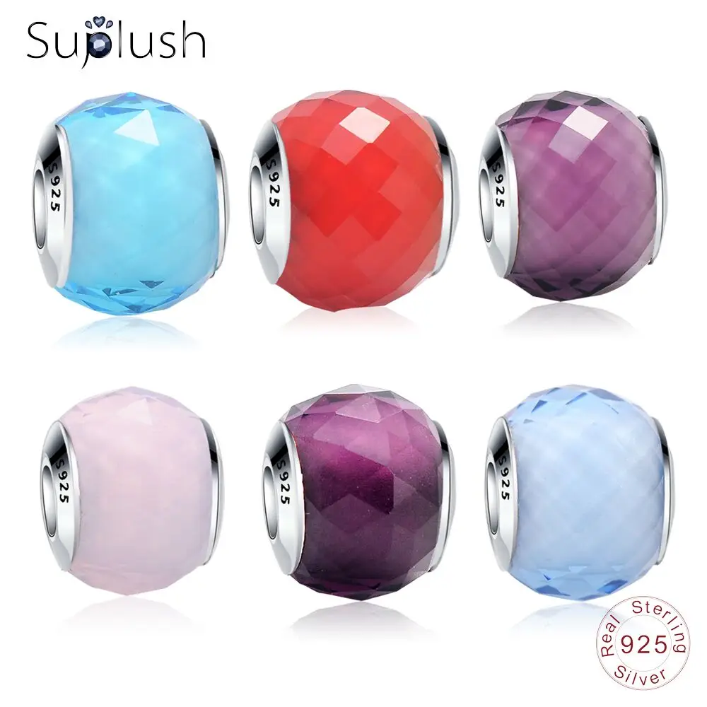 Новый браслет Suplush из стерлингового серебра 925 пробы стеклянный бусина
