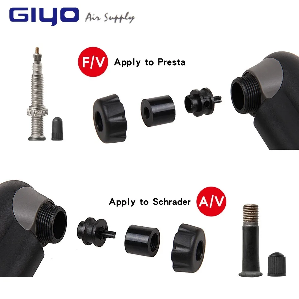 GIYO Clever Valves For Schrader/Presta Bike Pump With Gauge Portable Mini Air Inflator Cycling Tire Accessory | Спорт и развлечения
