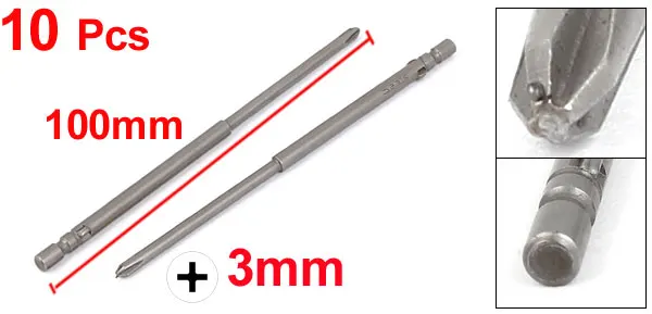UXCELL 10 шт./лот PH1 100 мм/" Длина M4 Круглый хвостовик M3 Phillips наконечник Магнитная крестовая отвертка бит Высокое качество