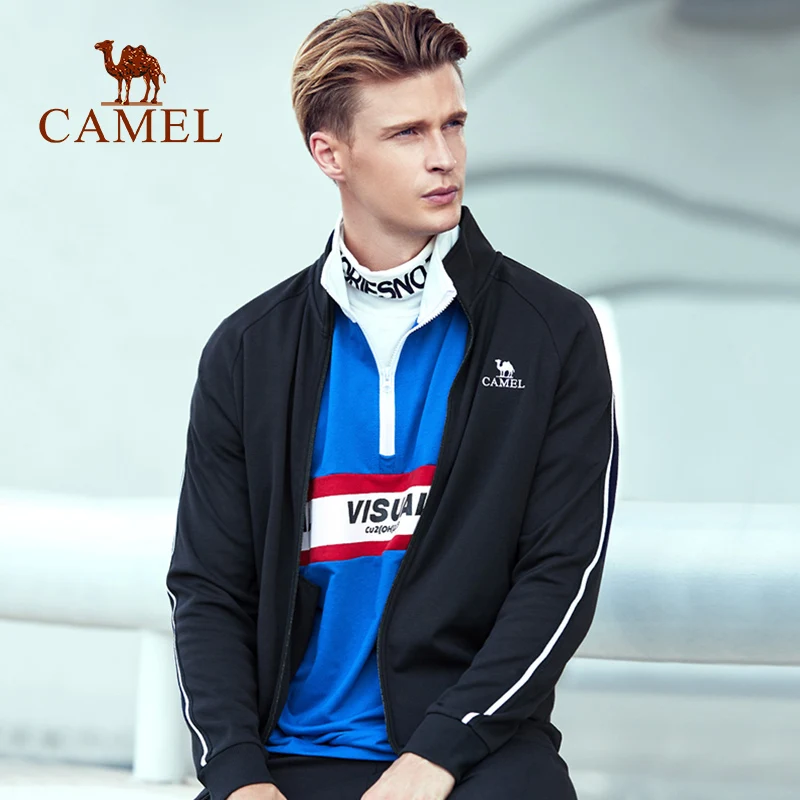 CAMEL 2 Pices мужской костюм для фитнеса с длинными рукавами Спортивная одежда спортивная одежда для бега на открытом воздухе упражнения беговой костюм спортивный костюм