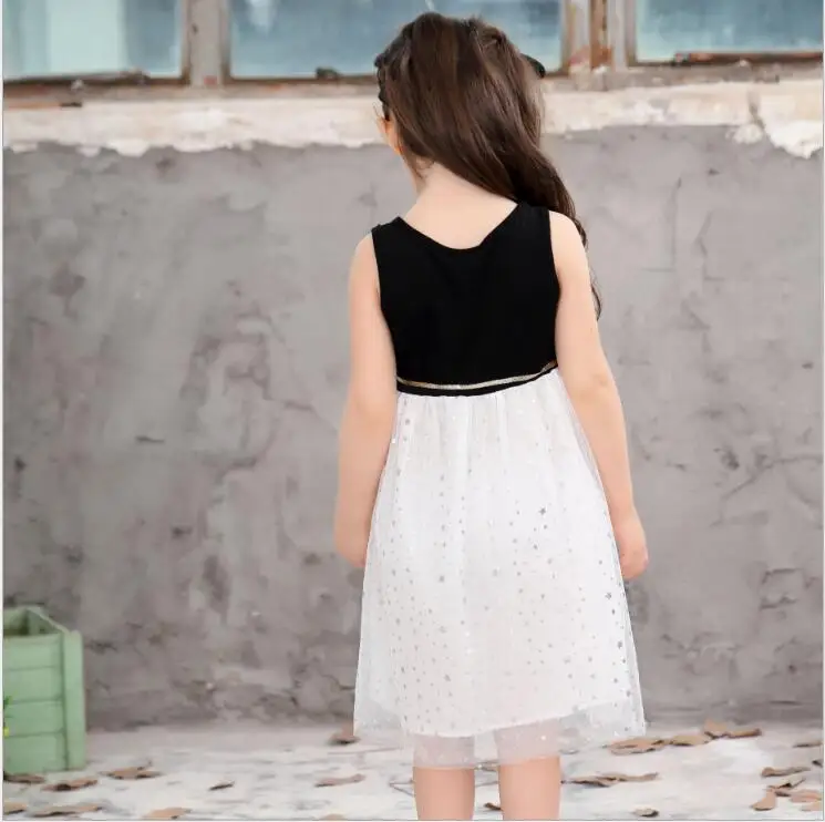 2017 Летние Детские платья для девочек детская одежда с золотыми звездочками