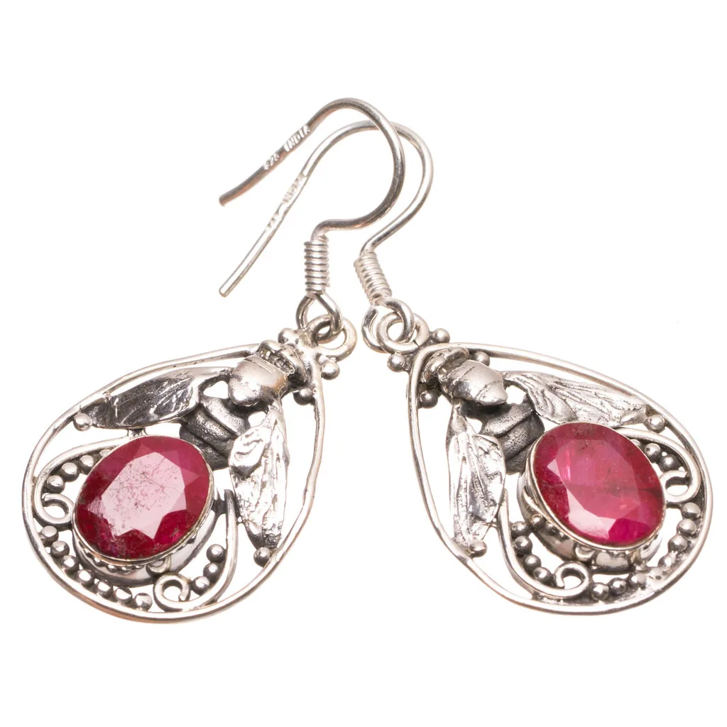 Stargems (TM) натуральный Вишневый Рубин цикады ручной мексиканских стерлингового