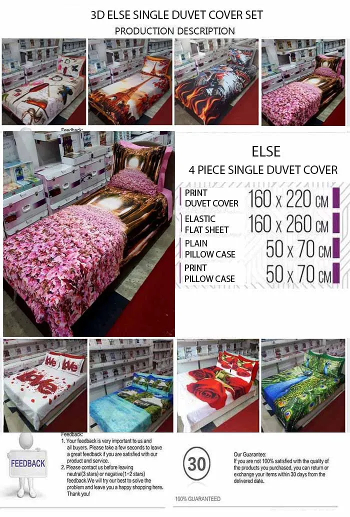 Else Purple Lavender Farm Trees Blue Sky 4 Piece 3D Print Cotton Satin Single Duvet Cover Bedding Set Pillow Case Bed Sheet | Дом и сад