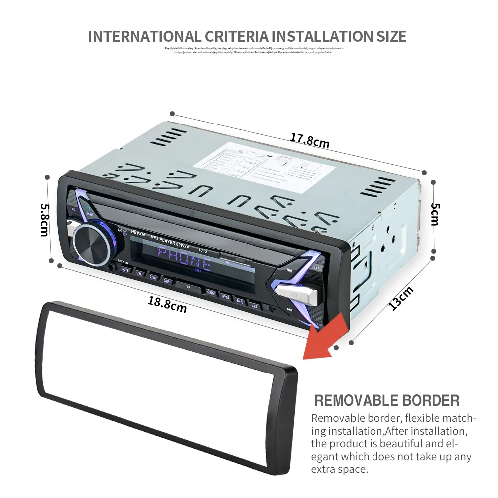 Автомобильный Радио стерео плеер цифровой Bluetooth MP3 60Wx4 FM аудио SD USB MMC WMA