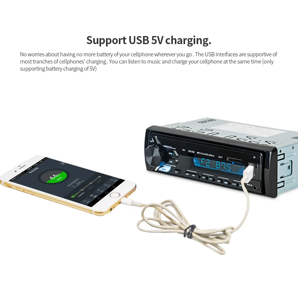 Автомобильный Bluetooth Авторадио Стерео автомобильный Радио 1 Din V3.0 FM Aux вход