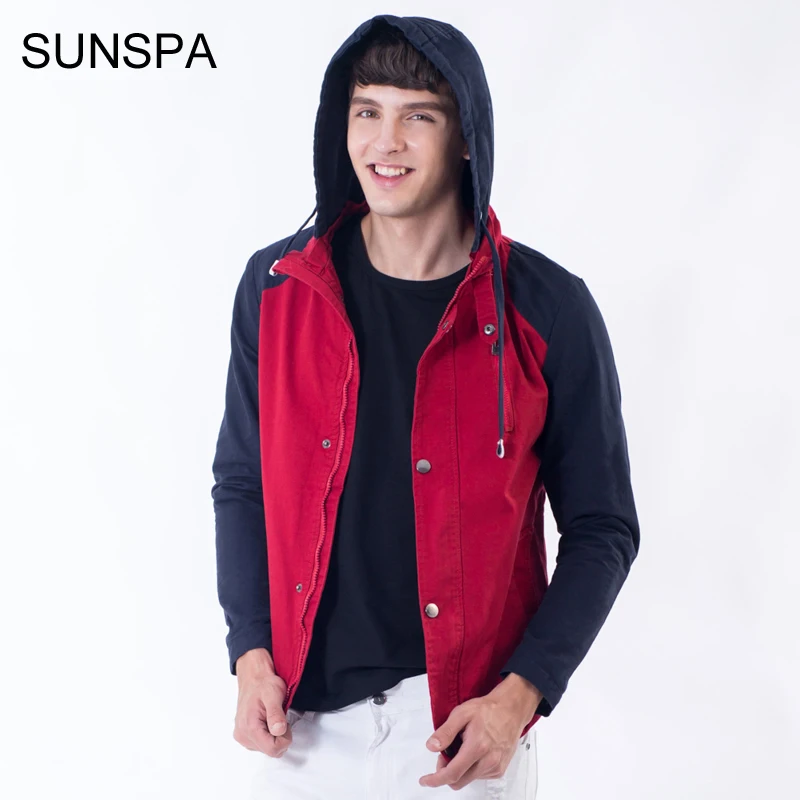 Sunspa Новая мужская куртка Большие размеры хлопка Повседневный пиджак с капюшоном