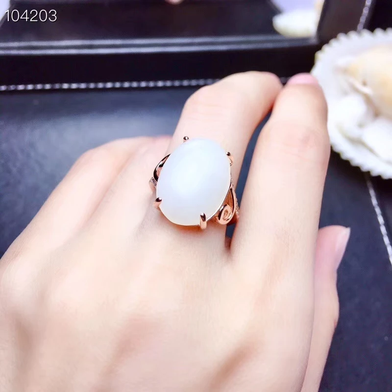 

KJJEAXCMY fine jewelry 925 sterling silver inlaid natural Hetian jade jewel female ring luxury support test