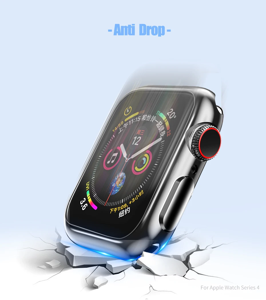 Стильный Мягкий защитный чехол HOCO для iwatch serise 4 Apple Watch, цветной чехол 40 мм, 44 мм, идеально подходит для 2 цветов, бампер