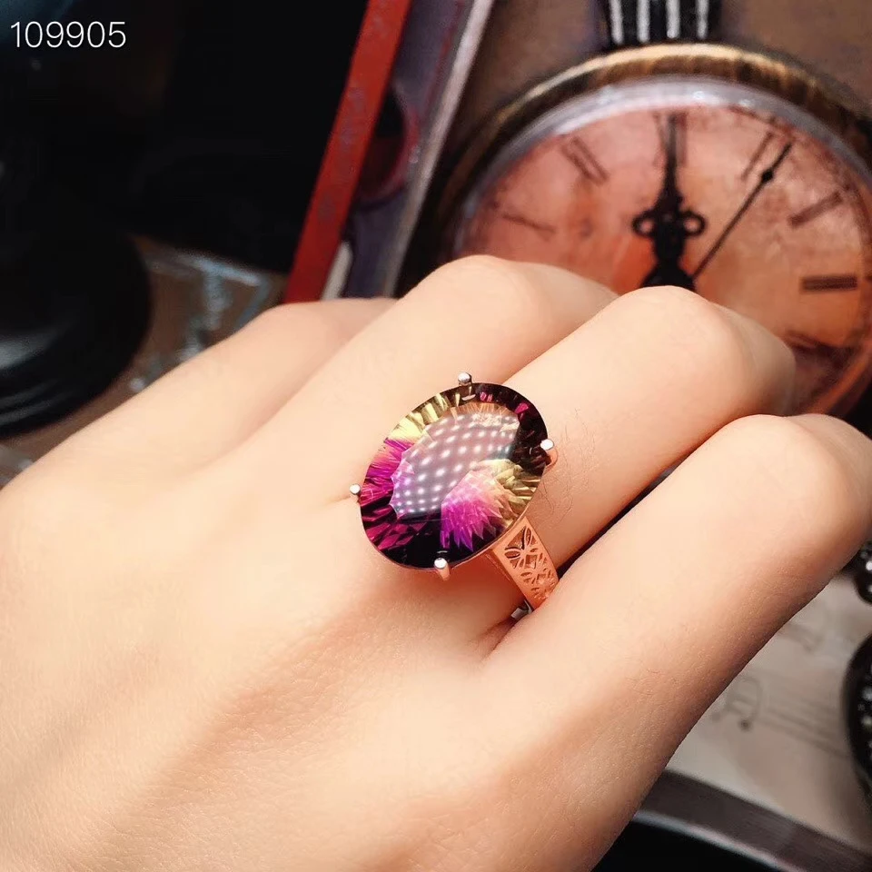 

KJJEAXCMY boutique jewels 925 pure silver inlaid natural amethyst female ring + Pendant + Necklace suit support detection