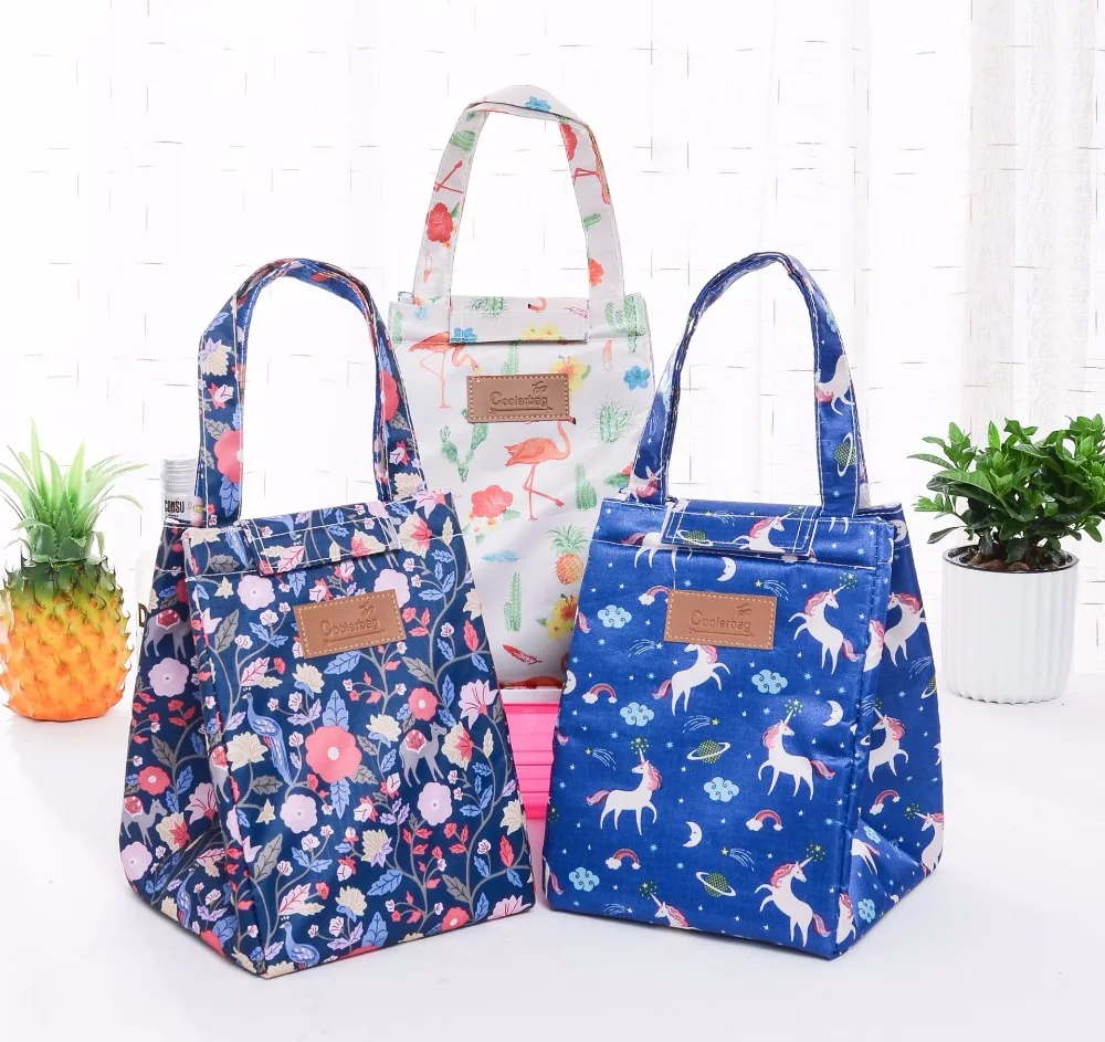 Insulation package Aluminium foil insulated Picnic lunch bag cartoon print women fashion warmer food keeper bag ice pack