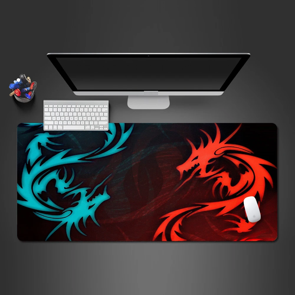 Классный синий и красный коврик для мыши с драконом высококачественный