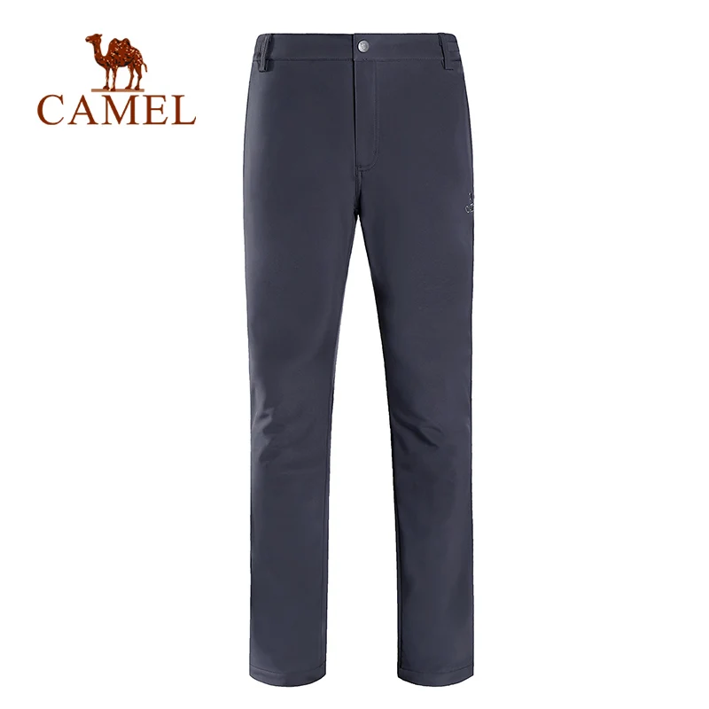 CAMEL мужские походные брюки, уличные флисовые брюки, водонепроницаемые ветрозащитные тепловые спортивные штаны для альпинизма, тактические треккинговые штаны - Цвет: Dark Gray