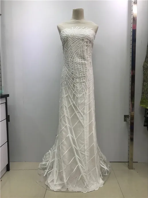 2019 Sequined Style African Mesh Tulle Net Lace Gold Sequins Party Dress Fabrics French India Guipure Embroiderey Fabric | Дом и сад