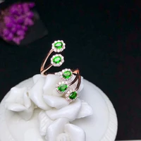 kjjeaxcmy boutique jewelry 925 sterling silver inlaid natural diopside ring female support test